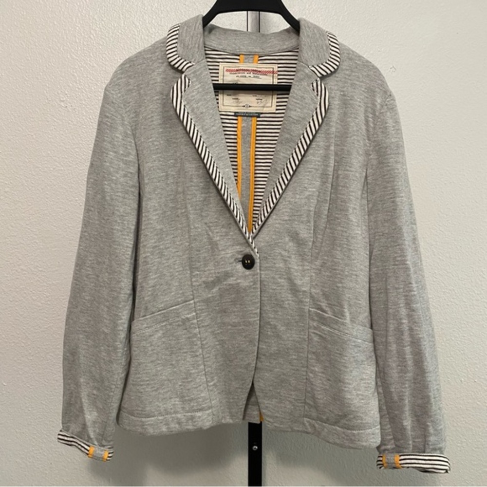 Cartonnier Women's Gray Cotton Sport Coat Blazer 8 Preppy Academia Twee